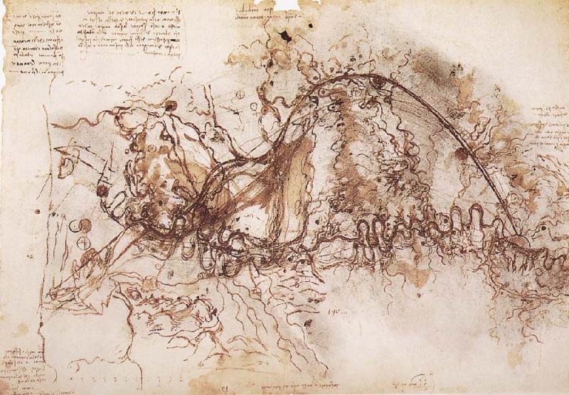 LEONARDO da Vinci Plan fur a canal to the evasion of the Arno oil painting image